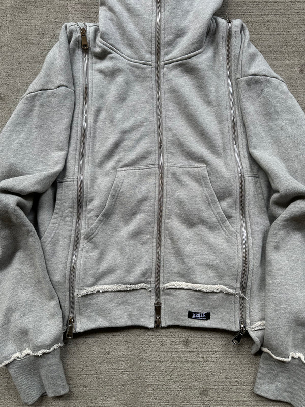 GREY 3X ZIP UP HOODIE V3