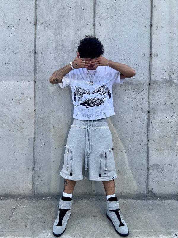 GREY ZIP PLUS SHORTS