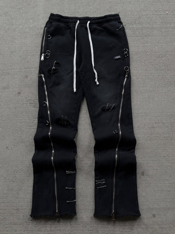 PIERCED 3X ZIP FLARED SWEATS
