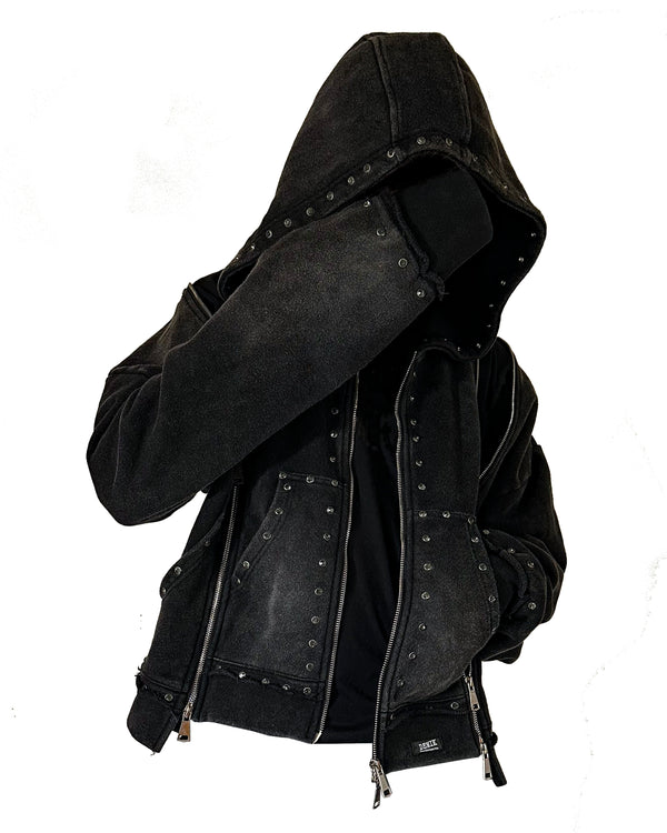 RHINESTONE 3X ZIP UP HOODIE