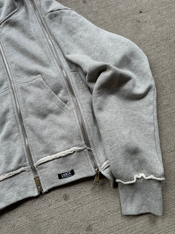 GREY 3X ZIP UP HOODIE V3