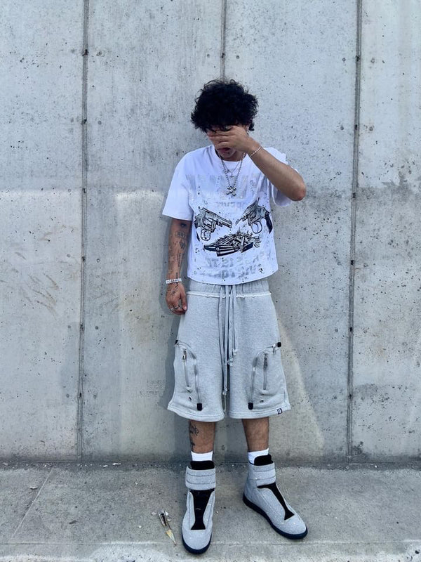 GREY ZIP PLUS SHORTS