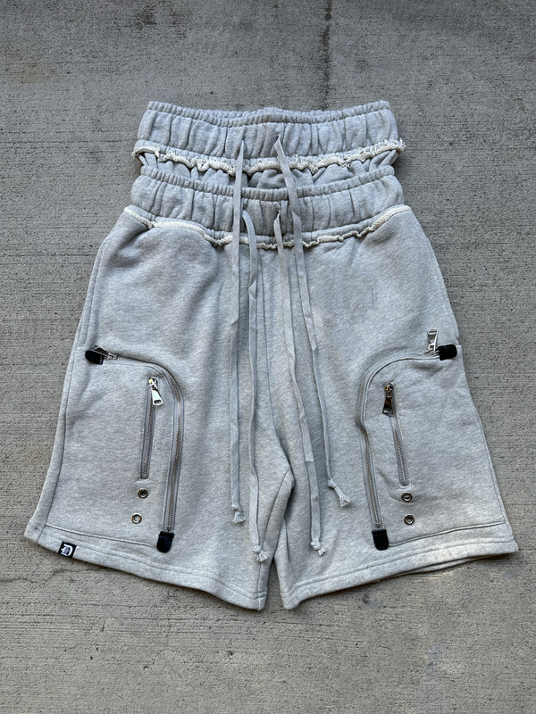 GREY ZIP PLUS SHORTS