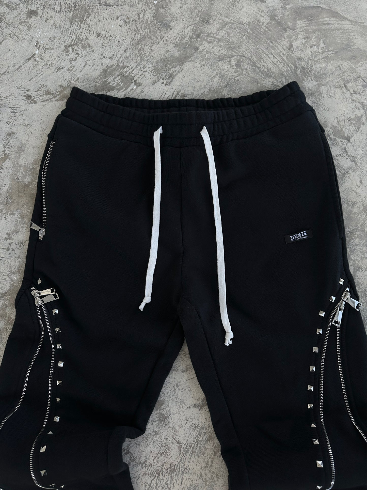 STUDDED 3X ZIP FLARED SWEATS