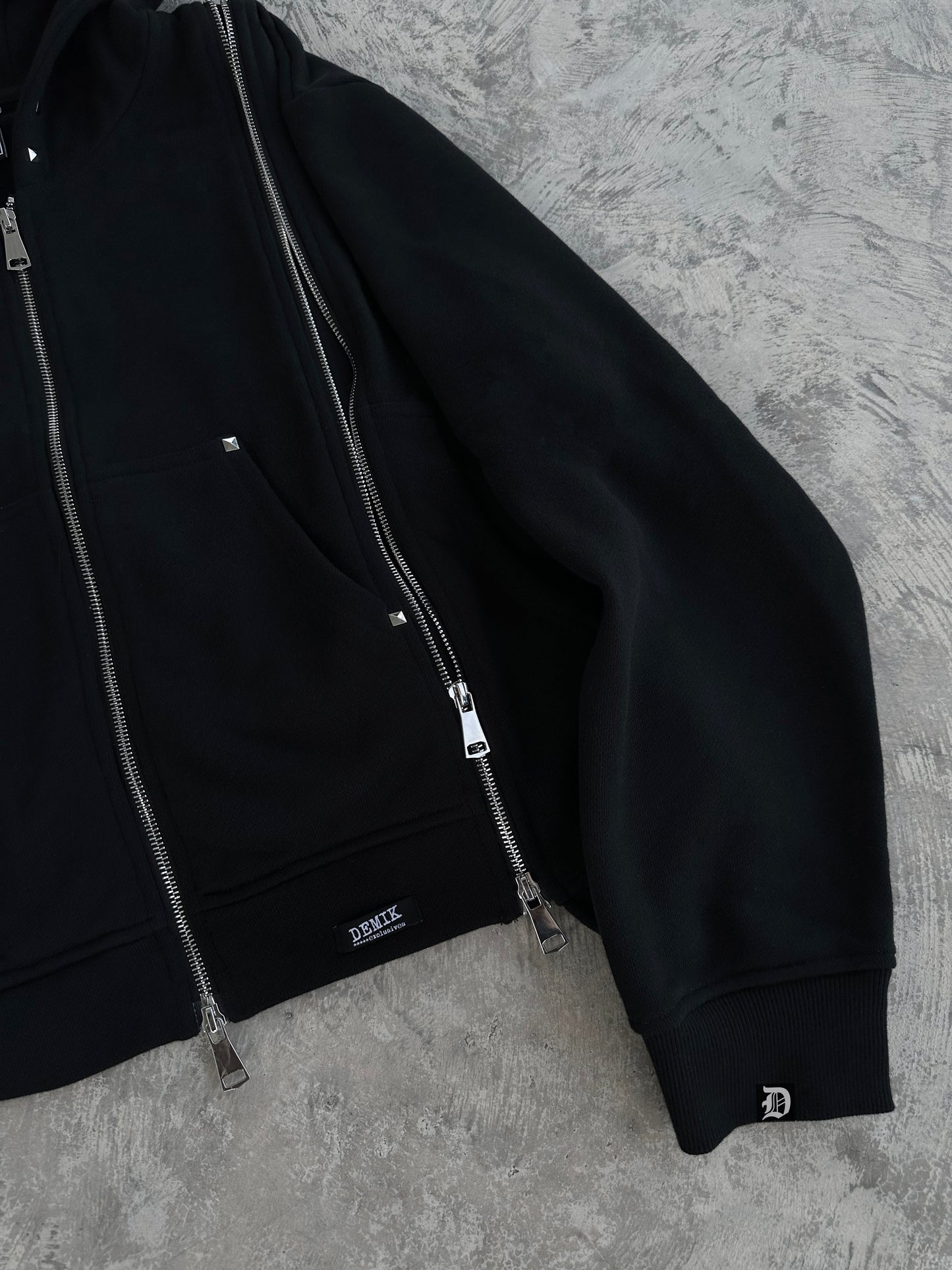 STUDDED 3X ZIP UP HOODIE