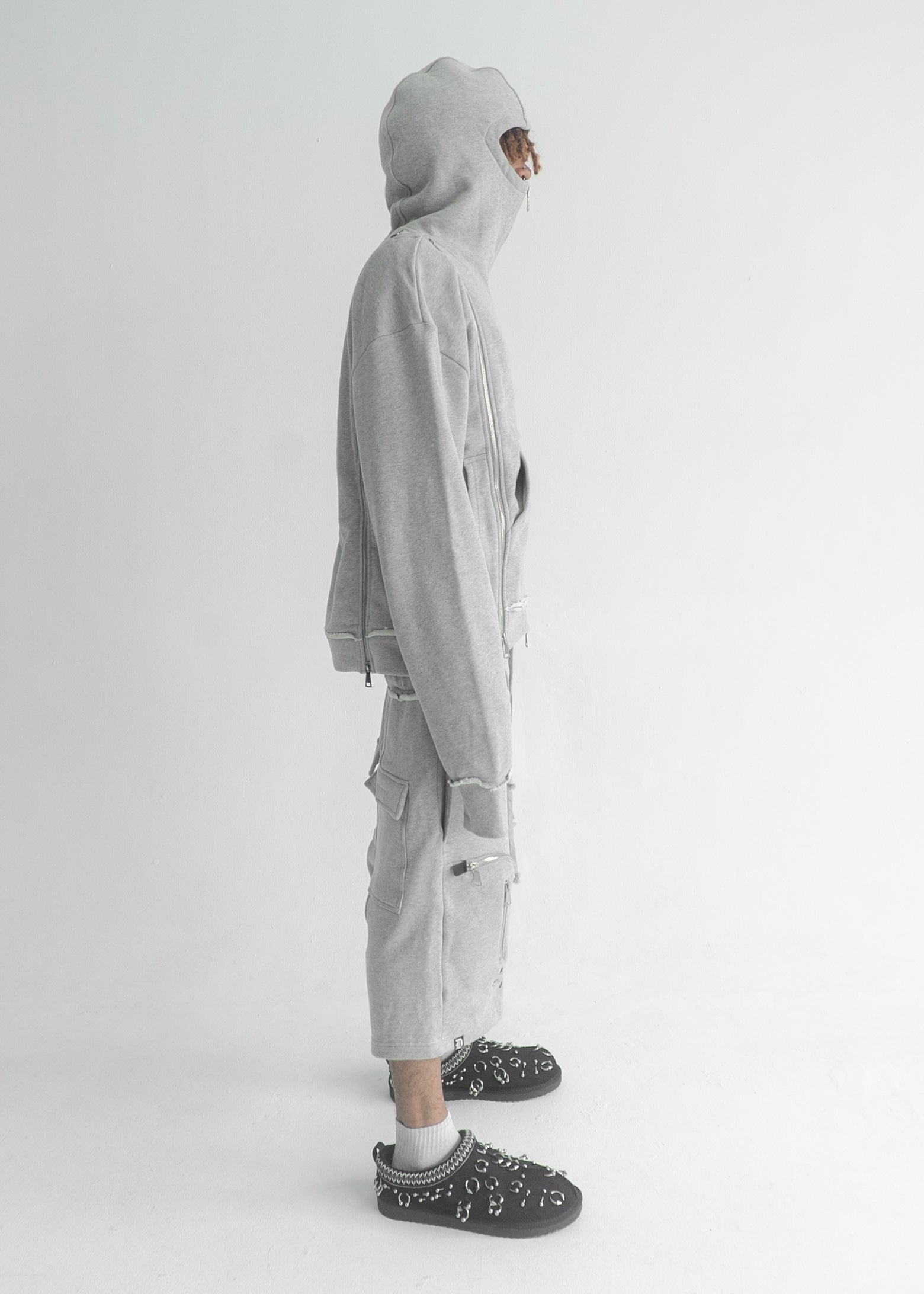 GREY 3X ZIP UP HOODIE V3