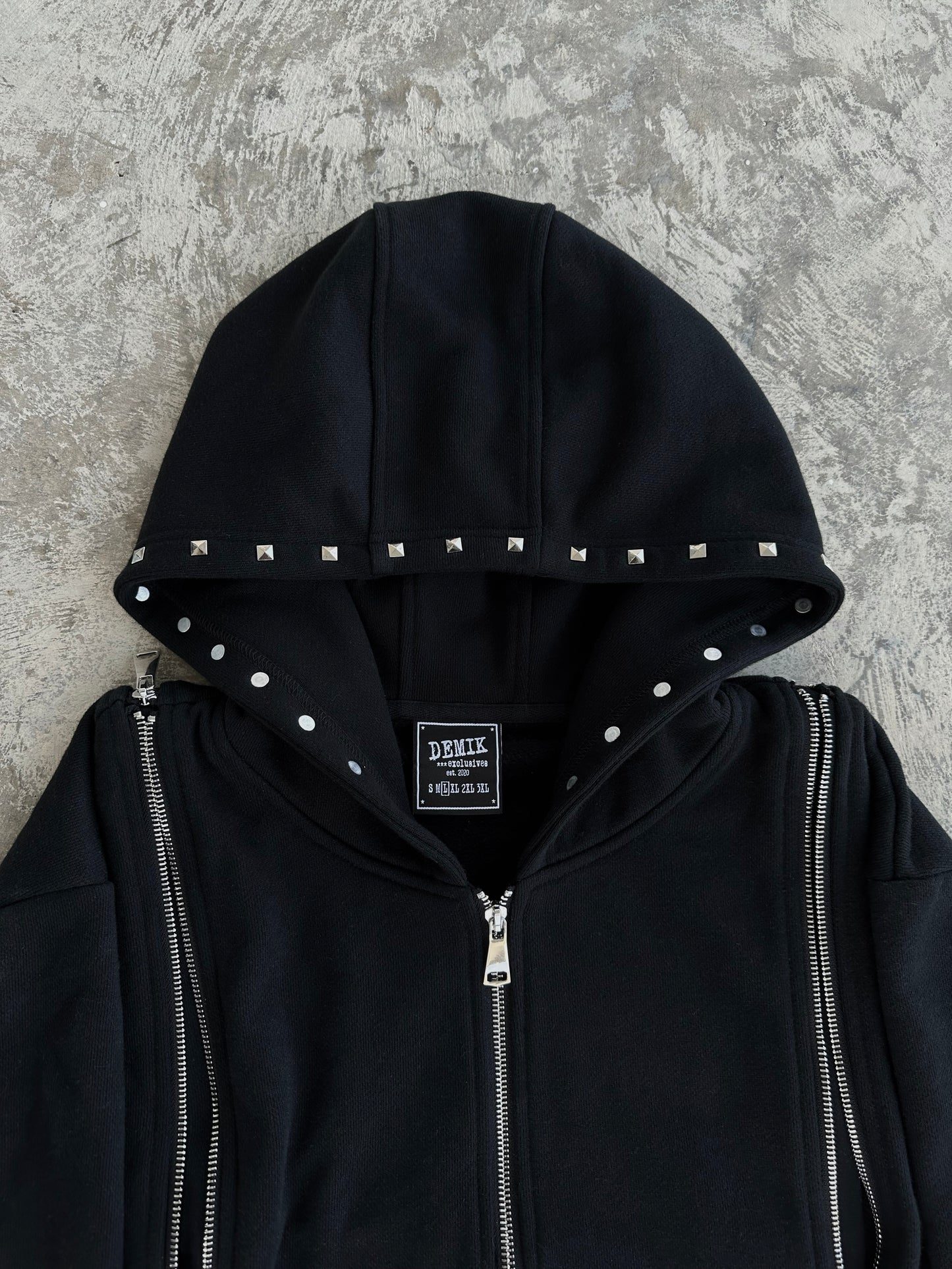 STUDDED 3X ZIP UP HOODIE