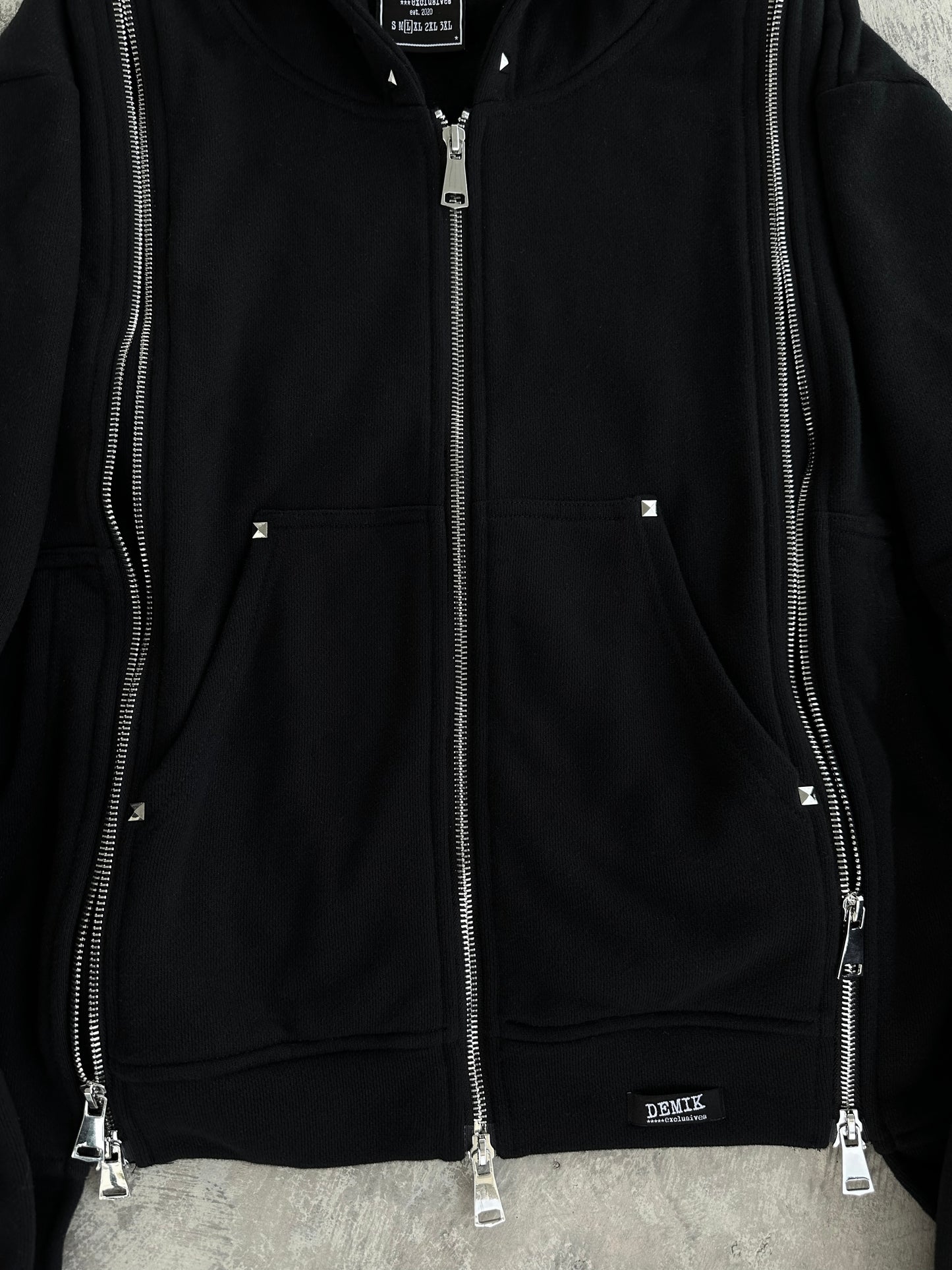 STUDDED 3X ZIP UP HOODIE