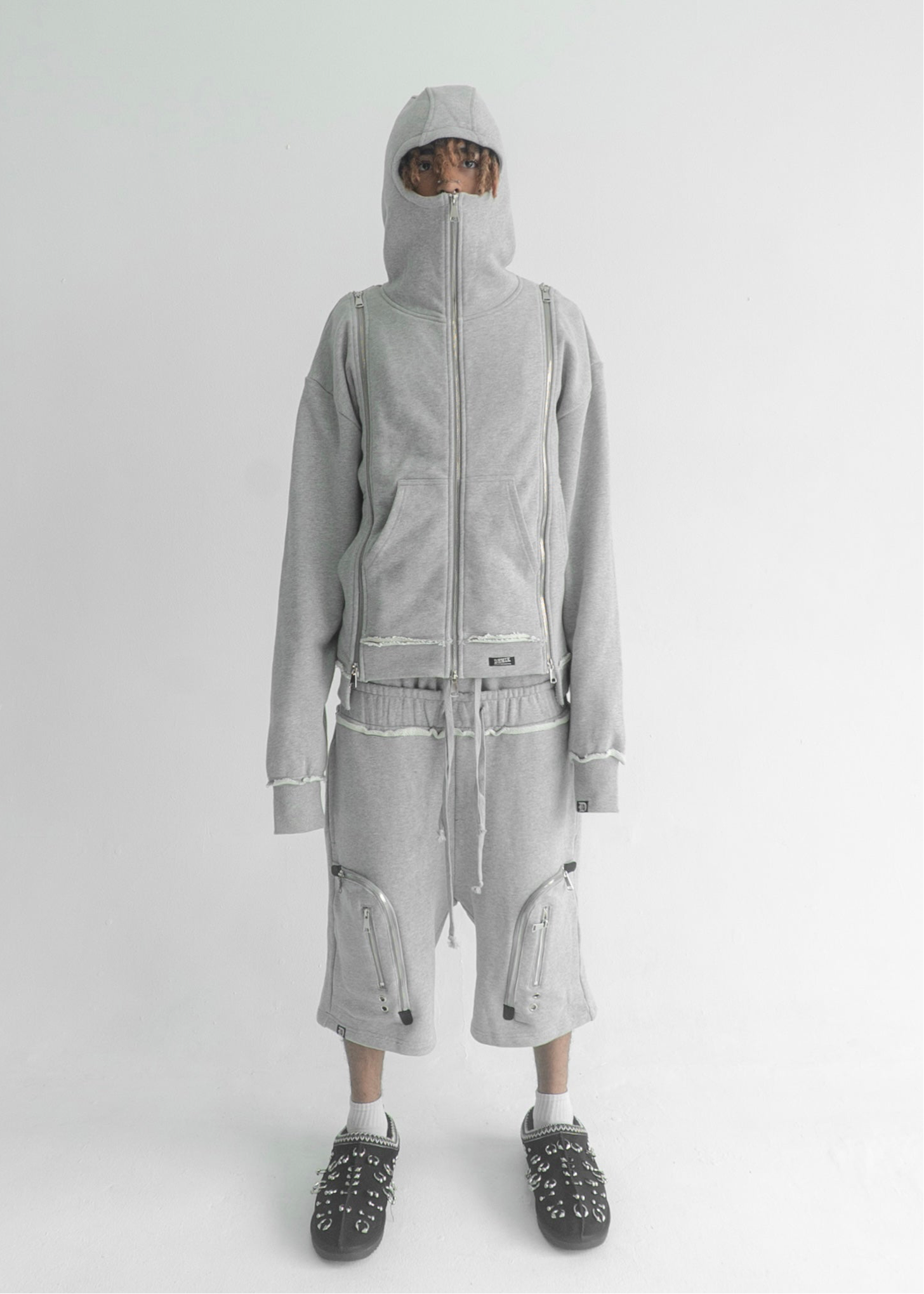 GREY 3X ZIP UP HOODIE V3