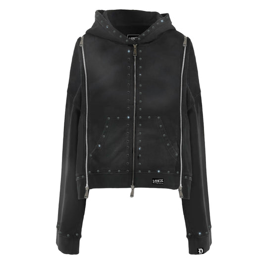 RHINESTONE 3X ZIP UP HOODIE