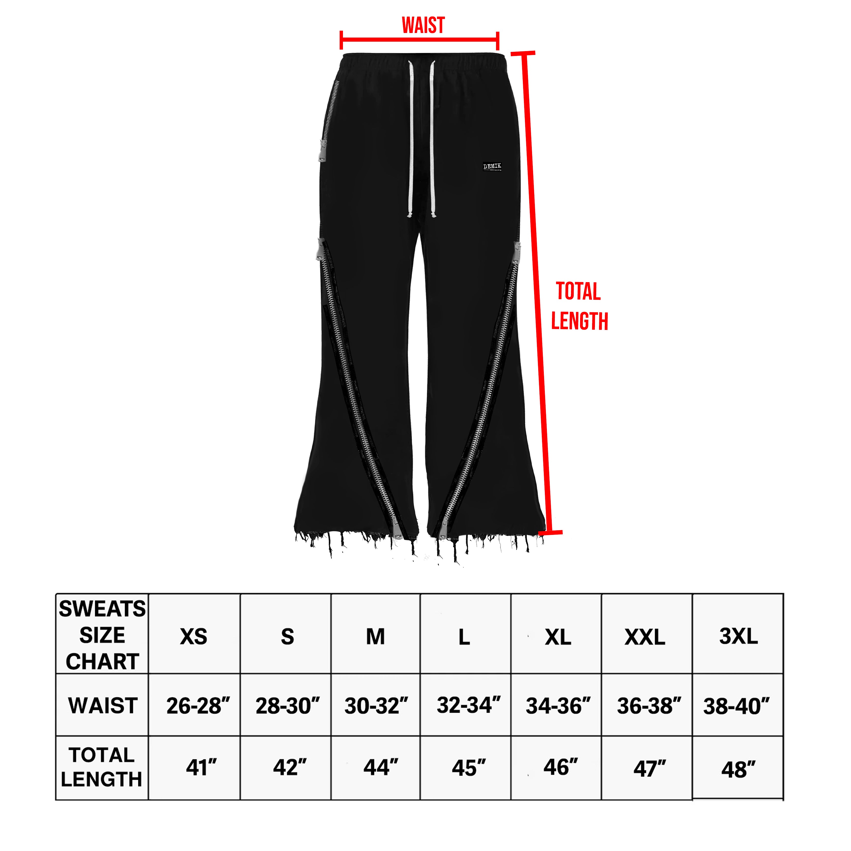 RHINESTONE 3X ZIP FLARED SWEATS