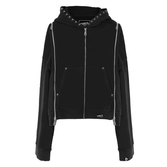 STUDDED 3X ZIP UP HOODIE